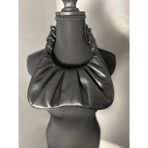 JW PEI women's Gabby Ruched Hobo Bag Vegan Leather Magnetic Closure Black